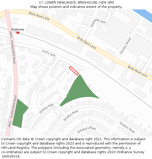 17, LOWER NEWLANDS, BRIGHOUSE, HD6 3RG: Location map and indicative extent of plot