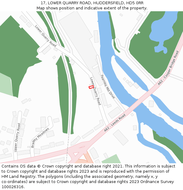 17, LOWER QUARRY ROAD, HUDDERSFIELD, HD5 0RR: Location map and indicative extent of plot
