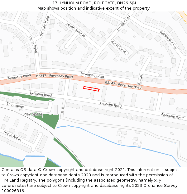 17, LYNHOLM ROAD, POLEGATE, BN26 6JN: Location map and indicative extent of plot