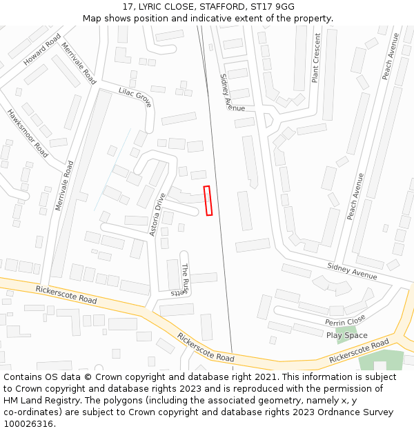 17, LYRIC CLOSE, STAFFORD, ST17 9GG: Location map and indicative extent of plot