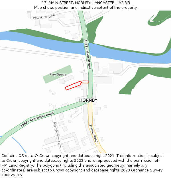 17, MAIN STREET, HORNBY, LANCASTER, LA2 8JR: Location map and indicative extent of plot