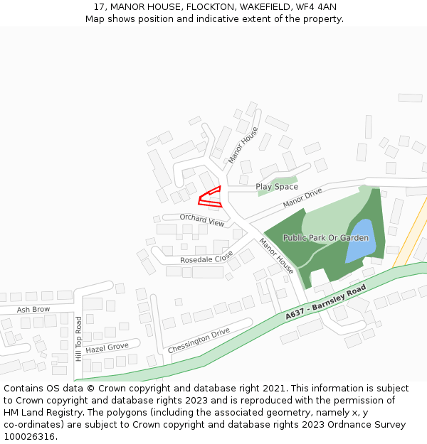 17, MANOR HOUSE, FLOCKTON, WAKEFIELD, WF4 4AN: Location map and indicative extent of plot