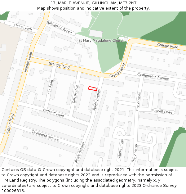 17, MAPLE AVENUE, GILLINGHAM, ME7 2NT: Location map and indicative extent of plot