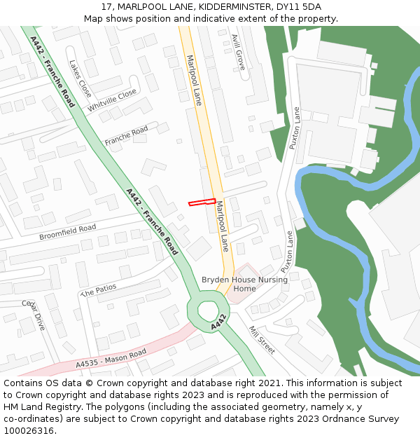 17, MARLPOOL LANE, KIDDERMINSTER, DY11 5DA: Location map and indicative extent of plot