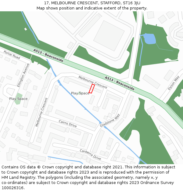 17, MELBOURNE CRESCENT, STAFFORD, ST16 3JU: Location map and indicative extent of plot
