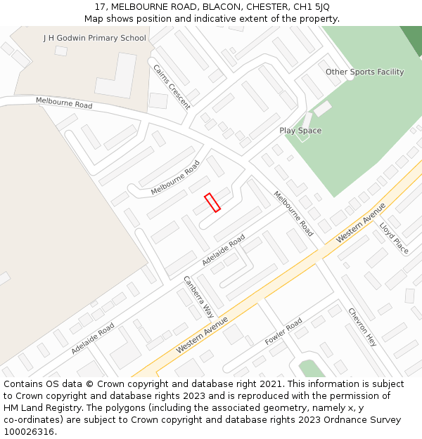 17, MELBOURNE ROAD, BLACON, CHESTER, CH1 5JQ: Location map and indicative extent of plot