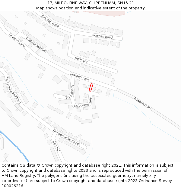 17, MILBOURNE WAY, CHIPPENHAM, SN15 2FJ: Location map and indicative extent of plot