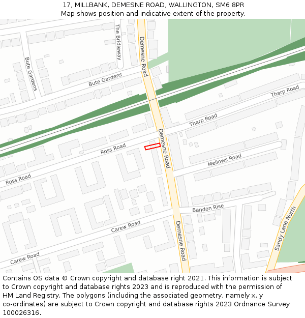 17, MILLBANK, DEMESNE ROAD, WALLINGTON, SM6 8PR: Location map and indicative extent of plot