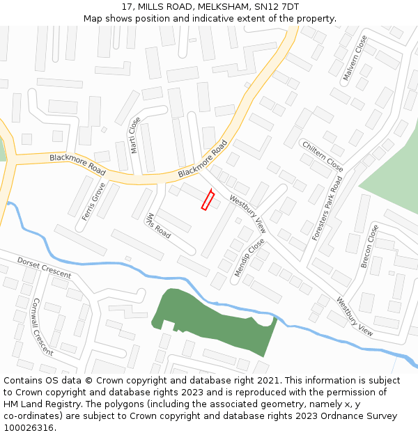 17, MILLS ROAD, MELKSHAM, SN12 7DT: Location map and indicative extent of plot