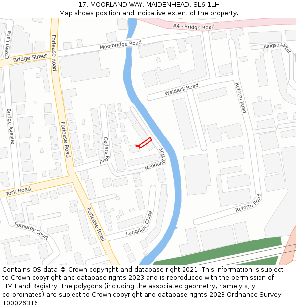 17, MOORLAND WAY, MAIDENHEAD, SL6 1LH: Location map and indicative extent of plot