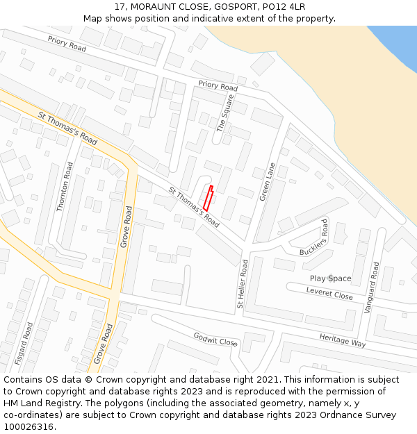 17, MORAUNT CLOSE, GOSPORT, PO12 4LR: Location map and indicative extent of plot