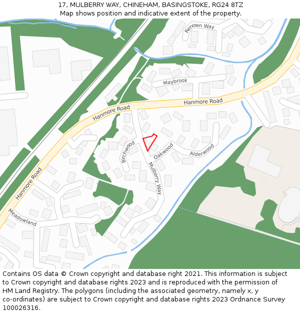 17, MULBERRY WAY, CHINEHAM, BASINGSTOKE, RG24 8TZ: Location map and indicative extent of plot