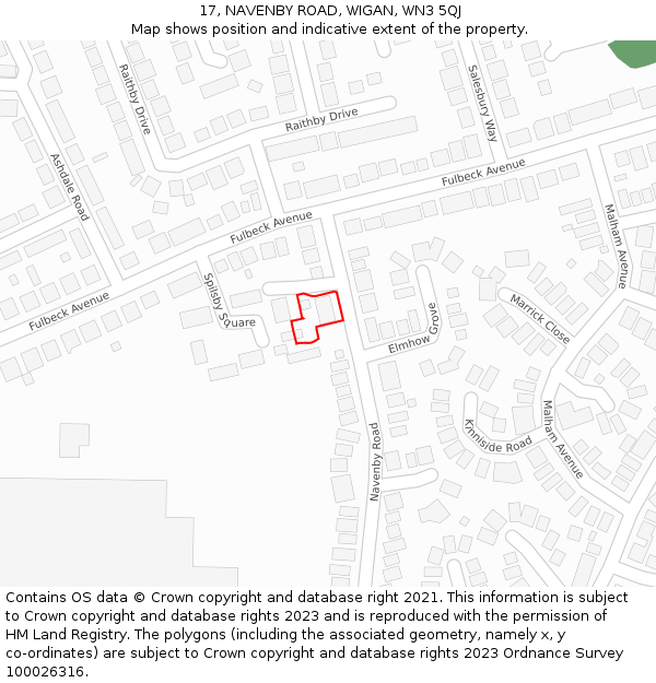 17, NAVENBY ROAD, WIGAN, WN3 5QJ: Location map and indicative extent of plot