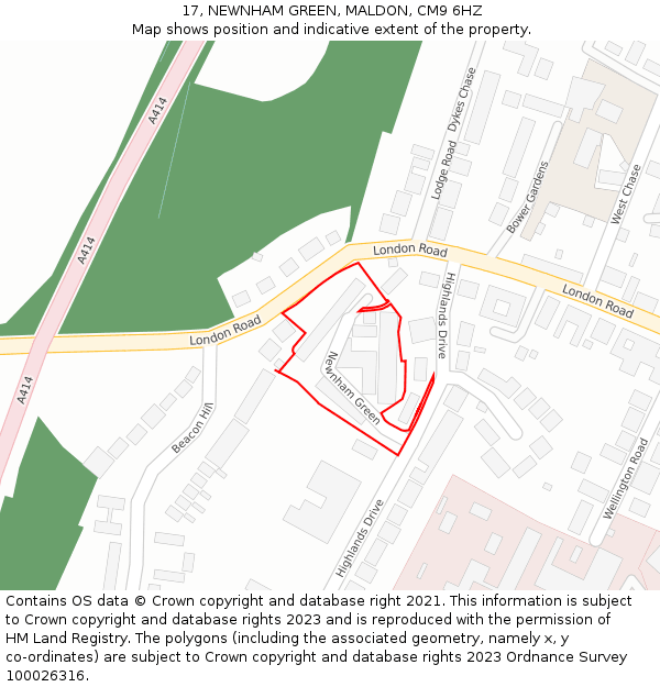 17, NEWNHAM GREEN, MALDON, CM9 6HZ: Location map and indicative extent of plot