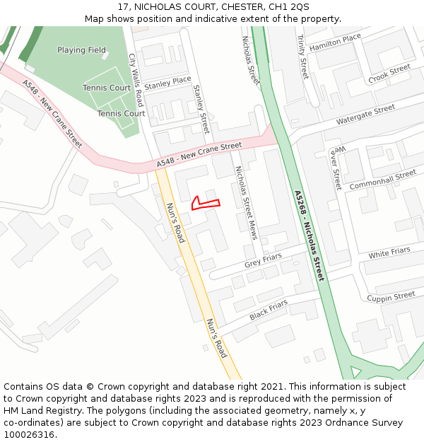 17, NICHOLAS COURT, CHESTER, CH1 2QS: Location map and indicative extent of plot