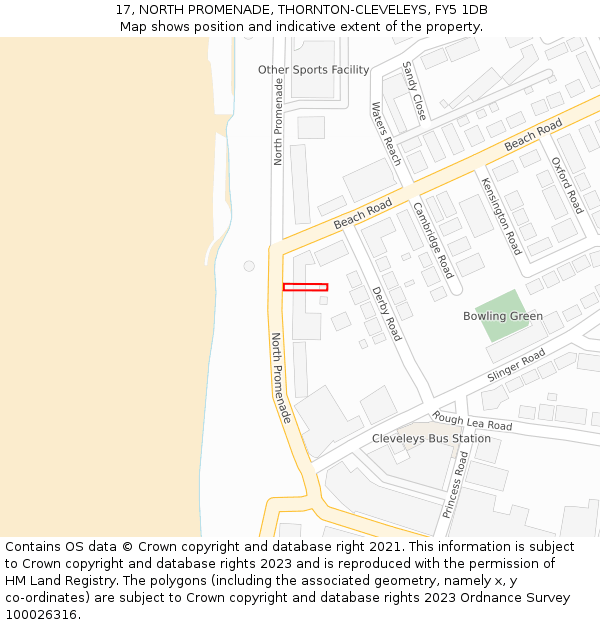 17, NORTH PROMENADE, THORNTON-CLEVELEYS, FY5 1DB: Location map and indicative extent of plot