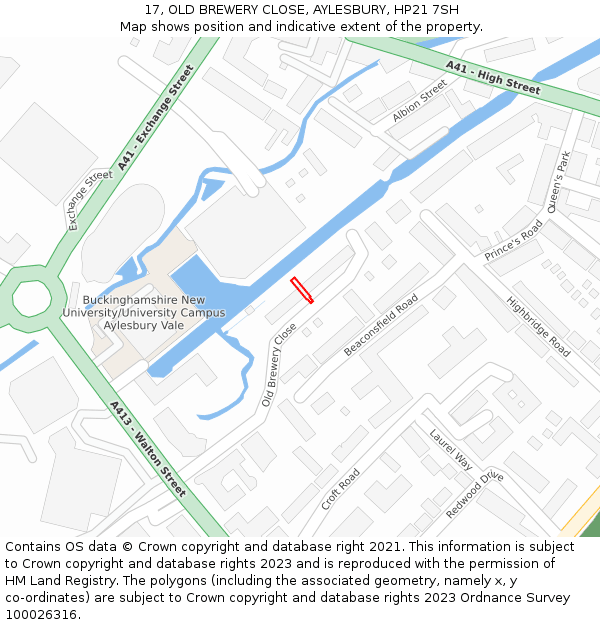 17, OLD BREWERY CLOSE, AYLESBURY, HP21 7SH: Location map and indicative extent of plot