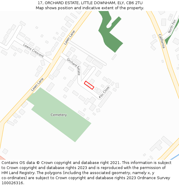 17, ORCHARD ESTATE, LITTLE DOWNHAM, ELY, CB6 2TU: Location map and indicative extent of plot