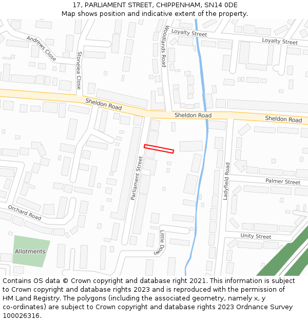 17, PARLIAMENT STREET, CHIPPENHAM, SN14 0DE: Location map and indicative extent of plot