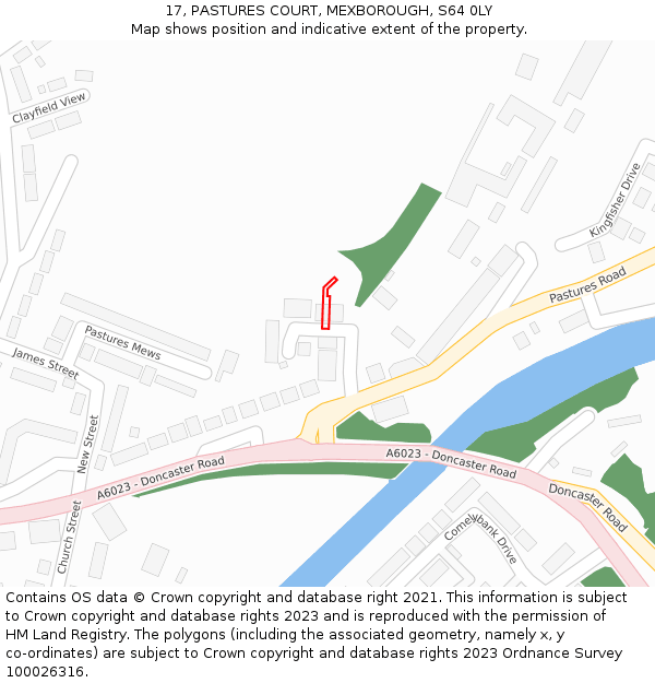 17, PASTURES COURT, MEXBOROUGH, S64 0LY: Location map and indicative extent of plot