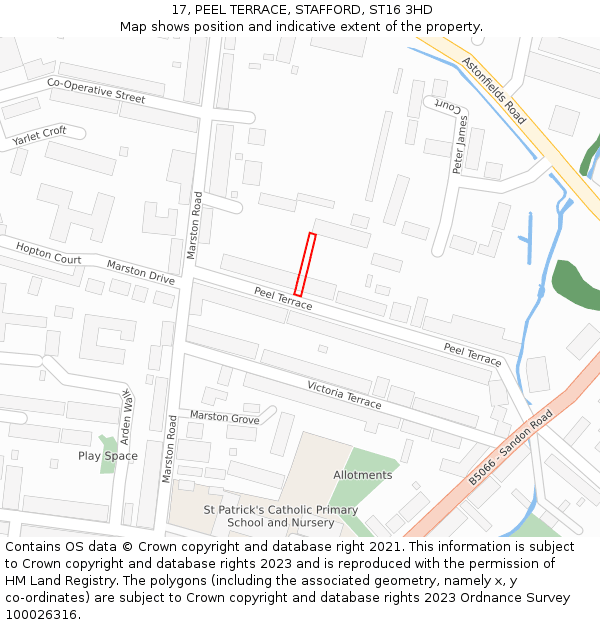 17, PEEL TERRACE, STAFFORD, ST16 3HD: Location map and indicative extent of plot