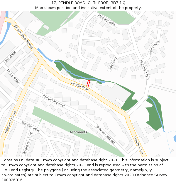 17, PENDLE ROAD, CLITHEROE, BB7 1JQ: Location map and indicative extent of plot