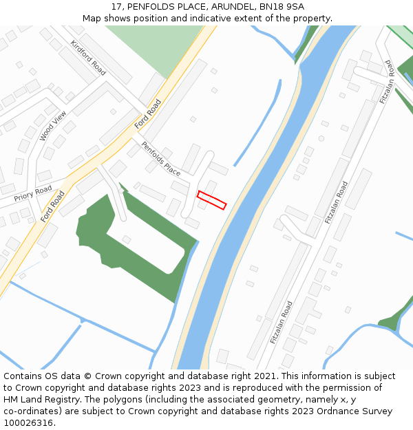 17, PENFOLDS PLACE, ARUNDEL, BN18 9SA: Location map and indicative extent of plot