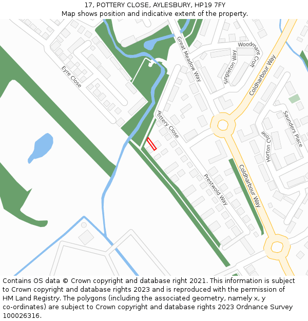 17, POTTERY CLOSE, AYLESBURY, HP19 7FY: Location map and indicative extent of plot