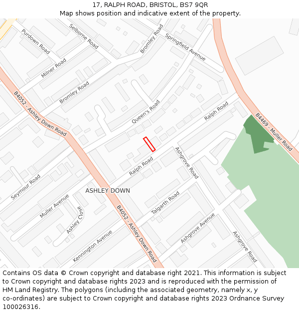 17, RALPH ROAD, BRISTOL, BS7 9QR: Location map and indicative extent of plot