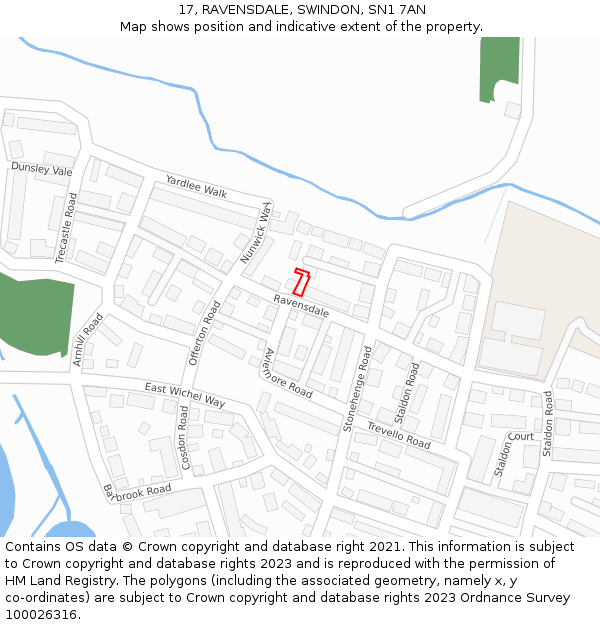 17, RAVENSDALE, SWINDON, SN1 7AN: Location map and indicative extent of plot