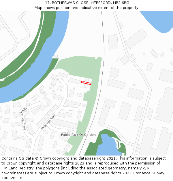 17, ROTHERWAS CLOSE, HEREFORD, HR2 6RG: Location map and indicative extent of plot