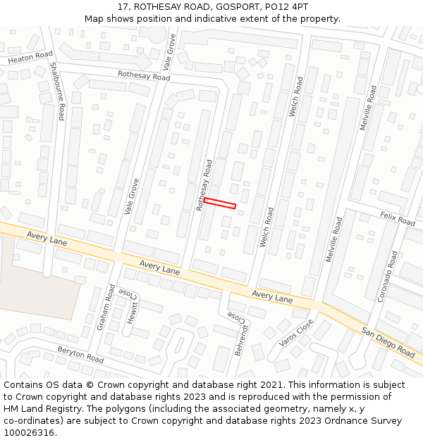 17, ROTHESAY ROAD, GOSPORT, PO12 4PT: Location map and indicative extent of plot