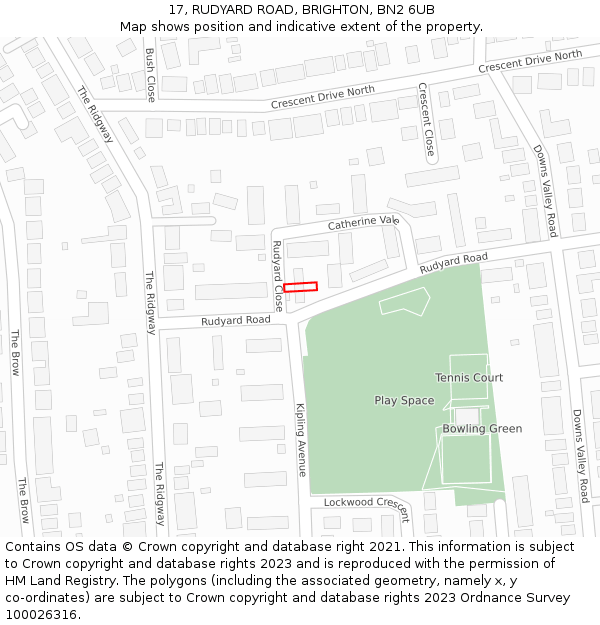 17, RUDYARD ROAD, BRIGHTON, BN2 6UB: Location map and indicative extent of plot
