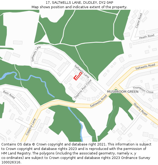 17, SALTWELLS LANE, DUDLEY, DY2 0AP: Location map and indicative extent of plot