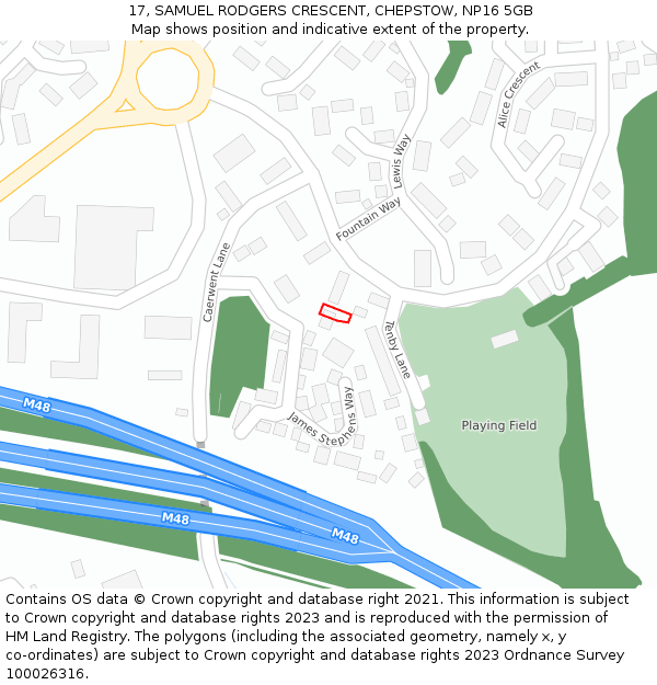 17, SAMUEL RODGERS CRESCENT, CHEPSTOW, NP16 5GB: Location map and indicative extent of plot
