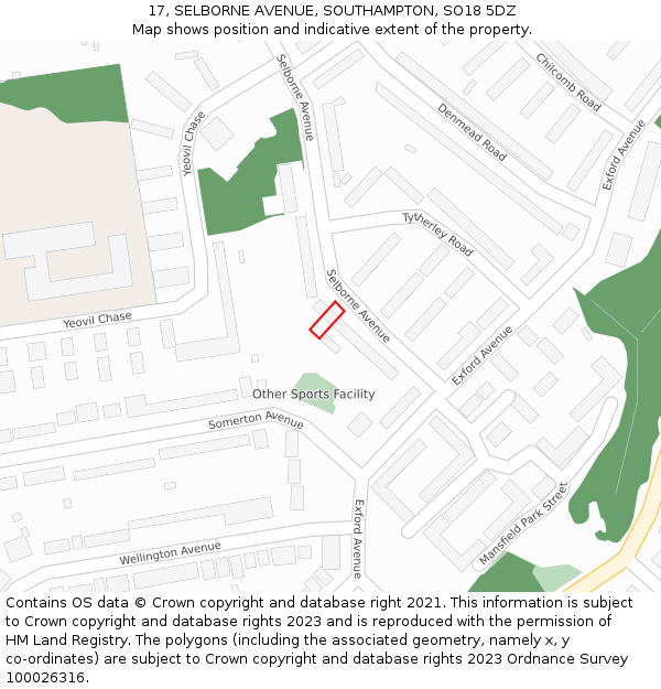17, SELBORNE AVENUE, SOUTHAMPTON, SO18 5DZ: Location map and indicative extent of plot