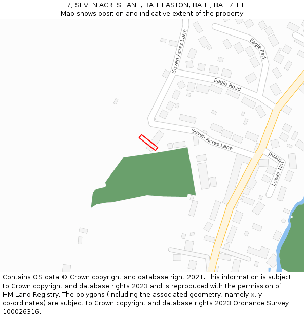 17, SEVEN ACRES LANE, BATHEASTON, BATH, BA1 7HH: Location map and indicative extent of plot