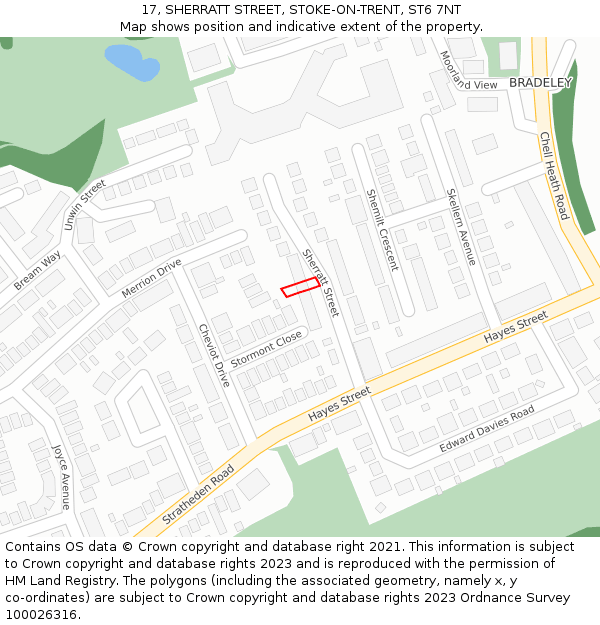 17, SHERRATT STREET, STOKE-ON-TRENT, ST6 7NT: Location map and indicative extent of plot