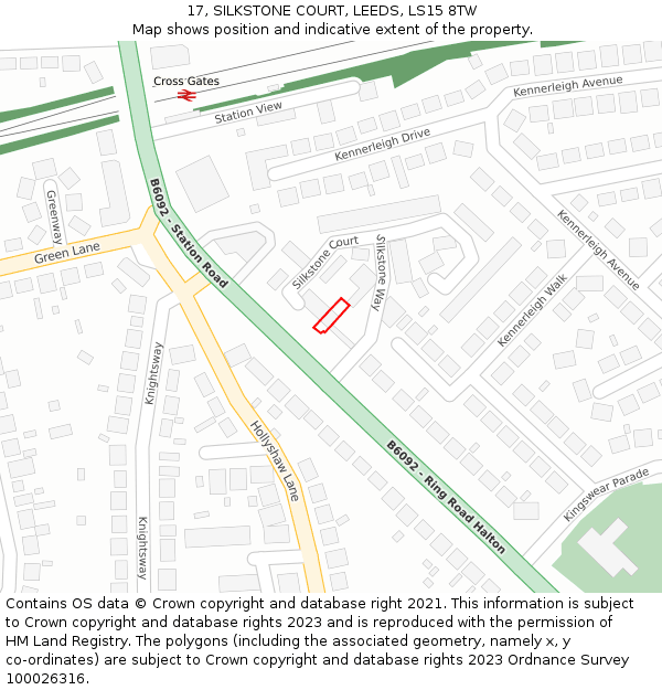 17, SILKSTONE COURT, LEEDS, LS15 8TW: Location map and indicative extent of plot