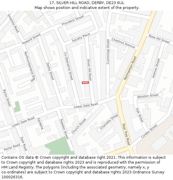 17, SILVER HILL ROAD, DERBY, DE23 6UL: Location map and indicative extent of plot
