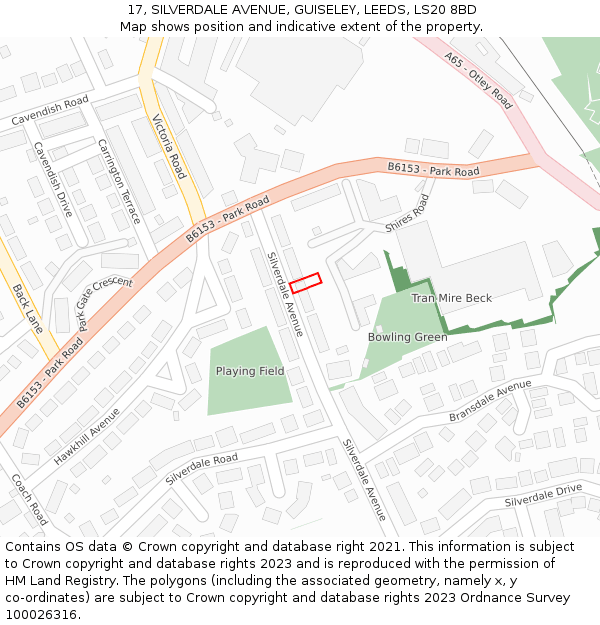 17, SILVERDALE AVENUE, GUISELEY, LEEDS, LS20 8BD: Location map and indicative extent of plot