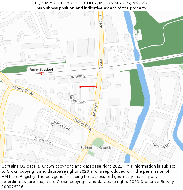 17, SIMPSON ROAD, BLETCHLEY, MILTON KEYNES, MK2 2DE: Location map and indicative extent of plot