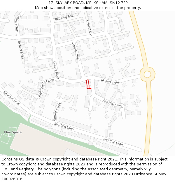17, SKYLARK ROAD, MELKSHAM, SN12 7FP: Location map and indicative extent of plot