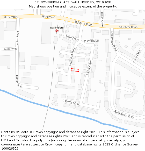 17, SOVEREIGN PLACE, WALLINGFORD, OX10 9GF: Location map and indicative extent of plot