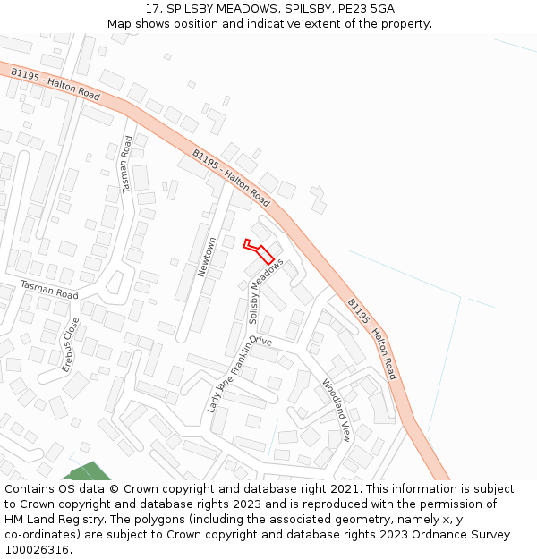 17, SPILSBY MEADOWS, SPILSBY, PE23 5GA: Location map and indicative extent of plot
