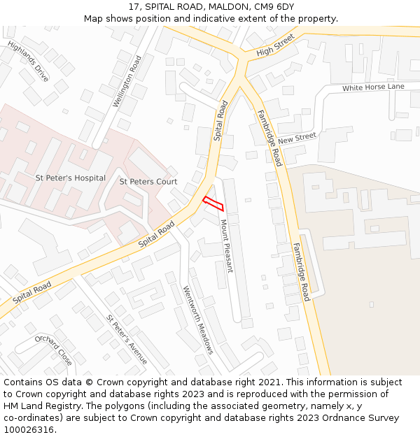 17, SPITAL ROAD, MALDON, CM9 6DY: Location map and indicative extent of plot