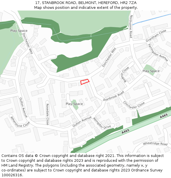 17, STANBROOK ROAD, BELMONT, HEREFORD, HR2 7ZA: Location map and indicative extent of plot
