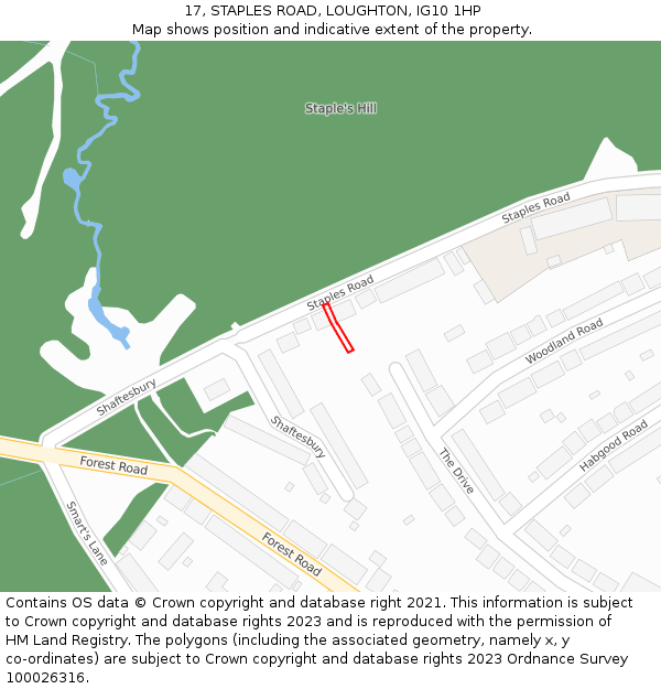17, STAPLES ROAD, LOUGHTON, IG10 1HP: Location map and indicative extent of plot