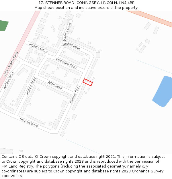 17, STENNER ROAD, CONINGSBY, LINCOLN, LN4 4RP: Location map and indicative extent of plot