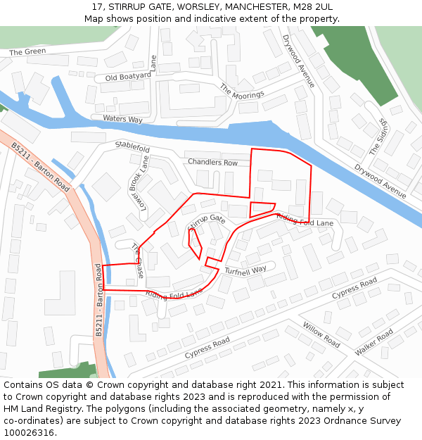 17, STIRRUP GATE, WORSLEY, MANCHESTER, M28 2UL: Location map and indicative extent of plot